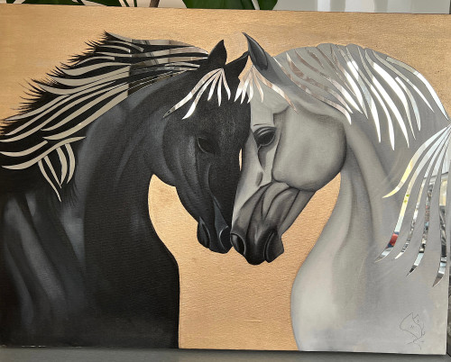 تابلو رنگ روغن دکوراتیو اسب، تک نسخه